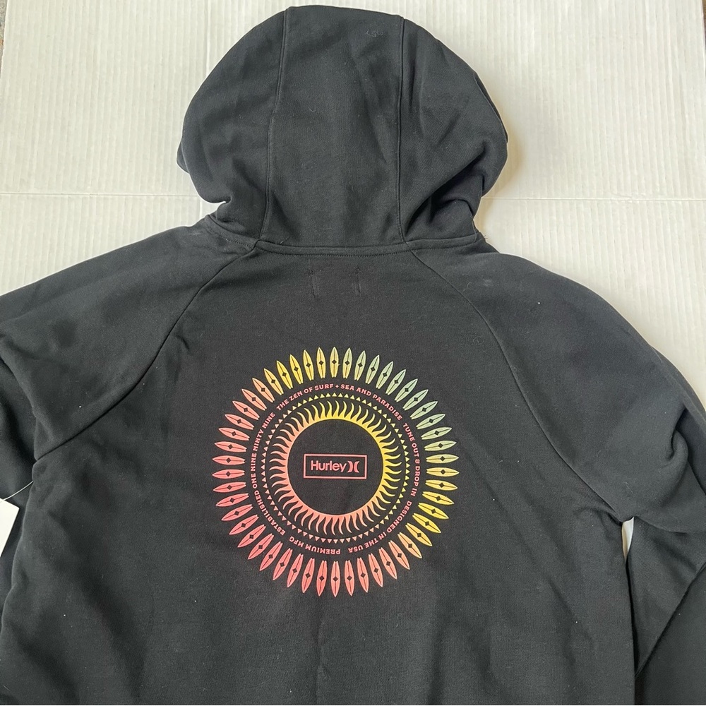 Hurley Black Hoodie with Embroidered Logo - Picture 3 of 8
